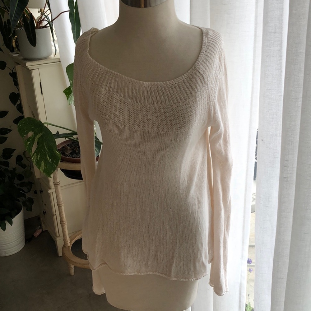 Anthropologie Moth sheer crochet top cream color lightweight sweater